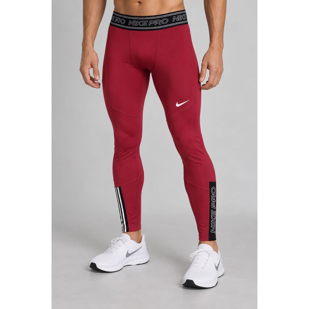 Nike Pro Dri-FIT Men’s Compression Training Tights Size M Red/Black Athletic